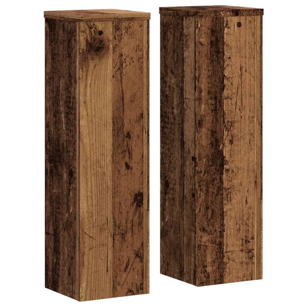 vidaXL Plant Stand 2pcs Old Wood 17x17x60 cm Engineered Wood