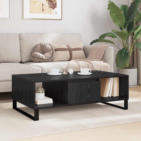vidaXL Coffee Table Black Oak 104 x 60 x 35 cm Engineered Wood