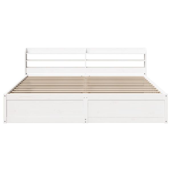 vidaXL Bed Frame with Headboard White 200x200 cm Solid Wood Pine