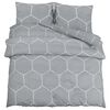 vidaXL Duvet Cover Set Grey and White 155x220 cm Cotton