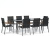 vidaXL 9 Piece Garden Dining Set Black Textilene and Steel