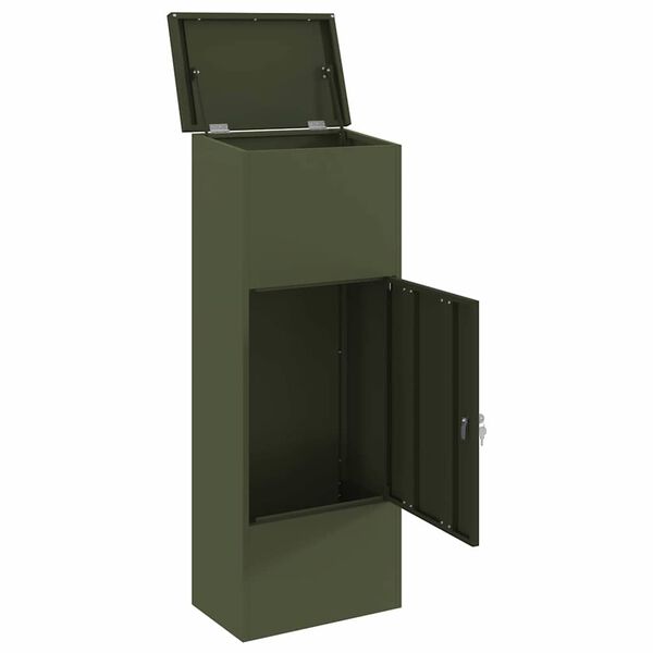 vidaXL Parcel Drop Box Olive green 44.5 x 29 x 110.5 cm Steel