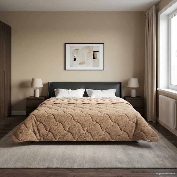 vidaXL Full Year Duvet Taupe 200 x 240 cm Microfiber and Teddy fleece