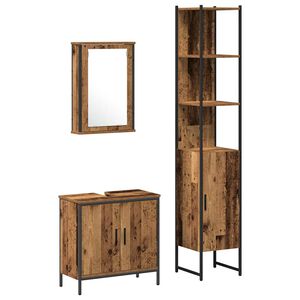 vidaXL Bathroom Furniture Set with Shelf 3 pcs Brown Engineered wood