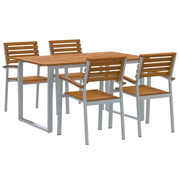 vidaXL Garden Dining Set 5 pcs Grey and brown Solid acacia wood