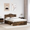 vidaXL Bed Frame Smoked Oak 140 x 200 cm Solid Pine Wood