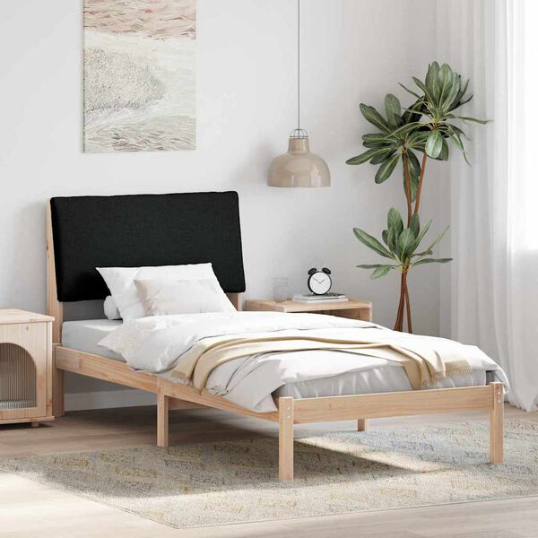 vidaXL Bed frame Brown and black 90 x 200 cm Solid pine wood