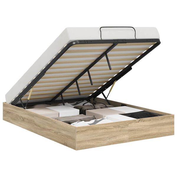 vidaXL Ottoman Bed Frame Sonoma Oak 193 x 140 x 25 cm Engineered Wood