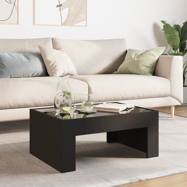 vidaXL Coffee Table with Infinity LED Black 70x50x30 cm