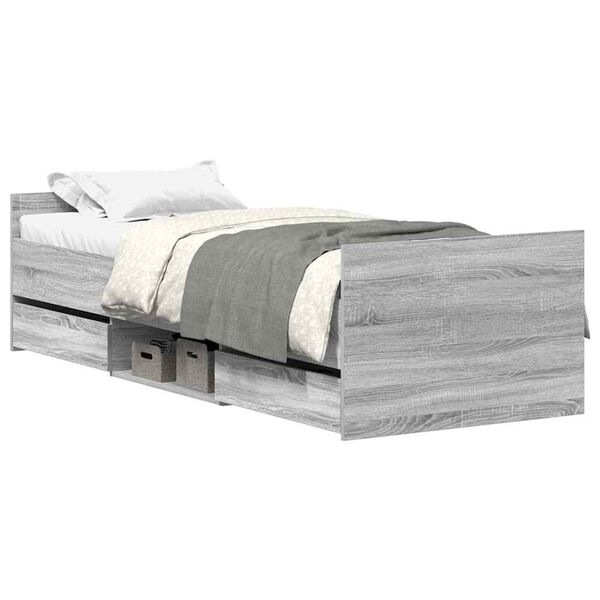 vidaXL Bed Frame without Mattress Grey Sonoma 90x190 cm Single