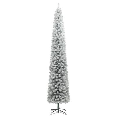 vidaXL Slim Christmas Tree 300 LEDs & Ball Set & Flocked Snow 300 cm