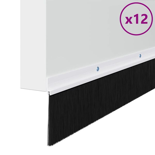 vidaXL Screw-on Door Brush Seals 12 pcs White 100 cm Aluminium Alloy