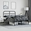 vidaXL Metal Bed Frame without Mattress with Footboard Black 120x190cm