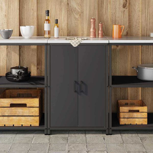 vidaXL Kitchen Storage with Shelf Black 60 x 50 x 92 cm Steel