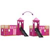 vidaXL Bunk Bed without Mattress with Slide and Curtains Pink 90x200 cm