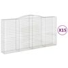 vidaXL Arched Gabion Baskets 15 pcs 400x50x200/220 cm Galvanised Iron