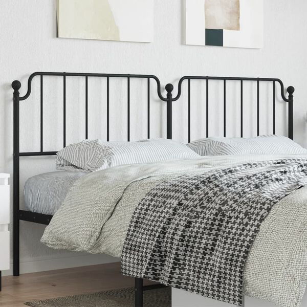 vidaXL Metal Headboard Black 200 cm