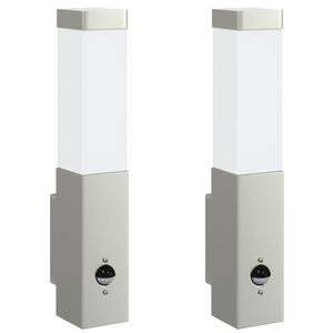 vidaXL Outdoor Wall Light 2 pcs Silver 10.5 x 6 x 33 cm