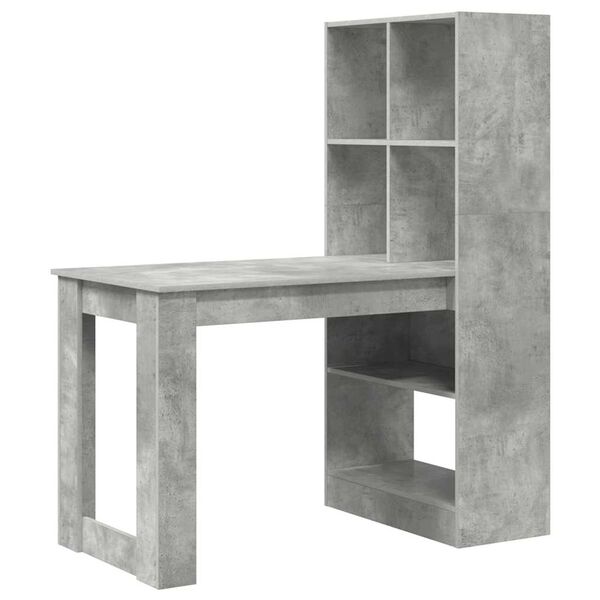 vidaXL Desk with Shelf Concrete Grey 122 x 67 x 145 cm Engineered Wood