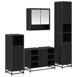 vidaXL Bathroom Furniture Set 4 pcs Black Oak Engineered Wood
