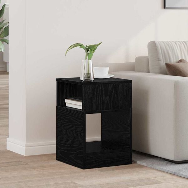 vidaXL End Table Black Oak 30.5 x 30 x 45 cm Engineered Wood