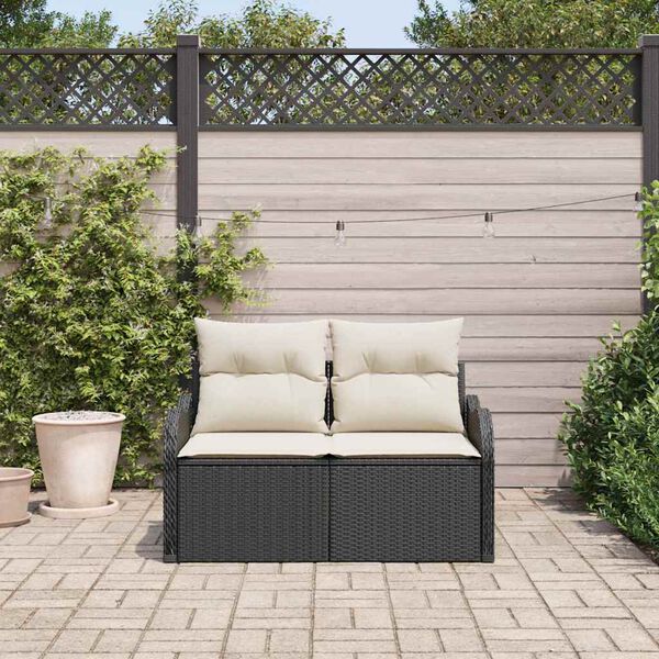 vidaXL Garden Sofa Black 121 x 62 x 69cm Poly Rattan