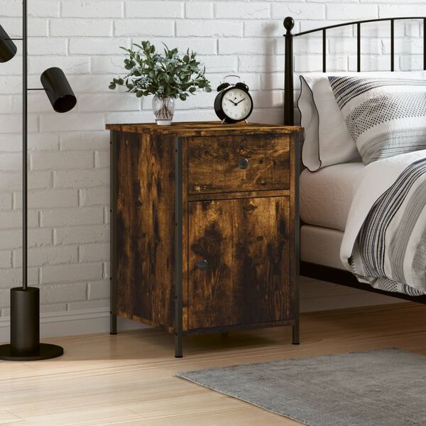 vidaXL Bedside Cabinet Smoked Oak 40x42x60 cm Engineered Wood