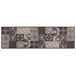 vidaXL Kitchen Rug Black Mosaic 150 x 45 cm 100% Polyamide Washable
