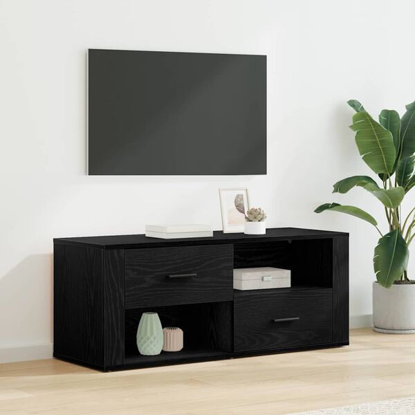 vidaXL TV Cabinet Black Oak 100 x 35 x 40 cm Engineered Wood