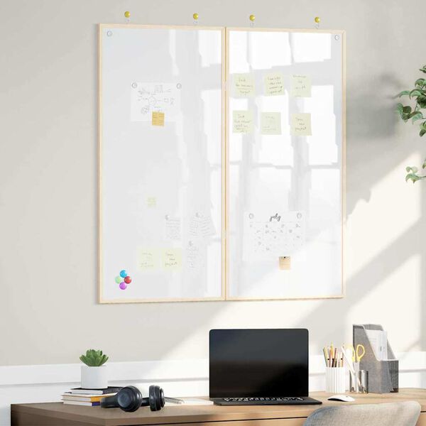 vidaXL Bulletin Board Folding White 100 x 100 x 1.4 cm Solid pine wood