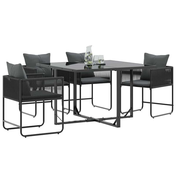 vidaXL Garden Chairs 4 pcs Black and anthracite 50.5 x 53.5 x 63.5 cm