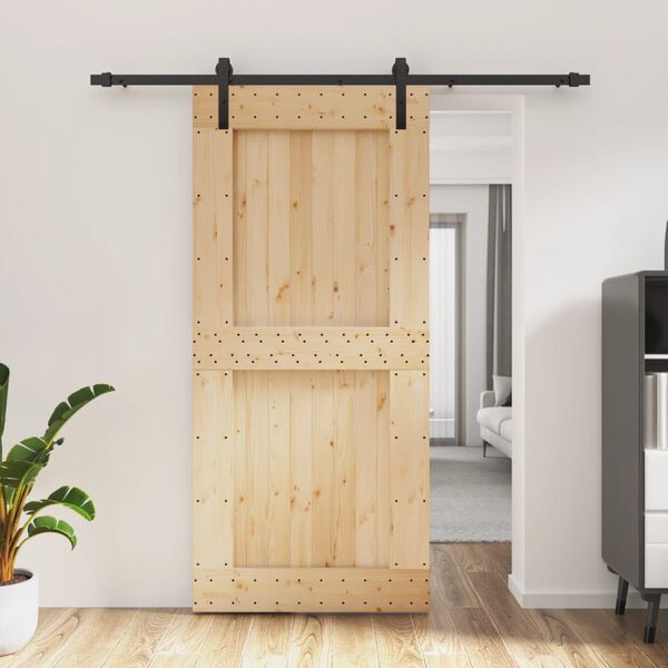 vidaXL Sliding Door with Hardware Set 95x210 cm Solid Wood Pine