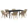 vidaXL Garden Dining Set with Cushion 7 pcs Beige Poly Rattan