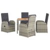 vidaXL 5 Piece Garden Dining Set Grey Poly Rattan&Solid Wood Acacia