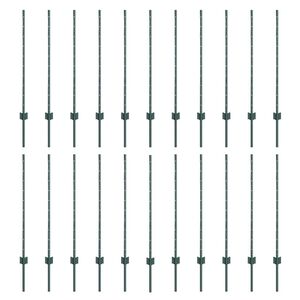 vidaXL Embedded Fence Post 22 pcs Green 140 cm Powder-Coated Steel