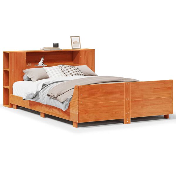 vidaXL Bed Frame without Mattress Wax Brown 150x200 cm King Size Solid Wood Pine
