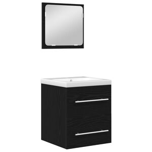 vidaXL Bathroom Furniture Set 2 pcs Black Oak Engineered Wood