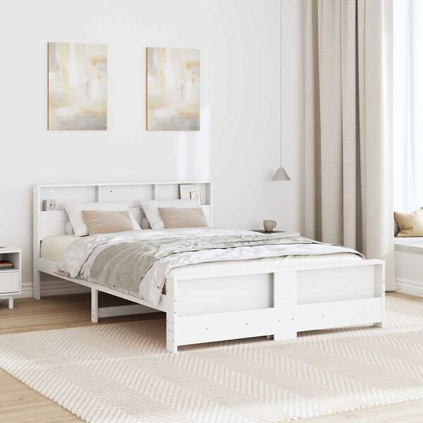 vidaXL Bed Frame with Headboard White 160 x 200 cm Engineered Wood