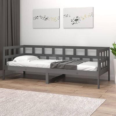 vidaXL Day Bed Grey Solid Wood Pine 90x190 cm