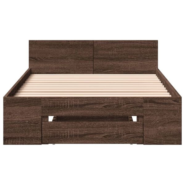 vidaXL Bed Frame with Drawer without Mattress Brown Oak 90x200 cm