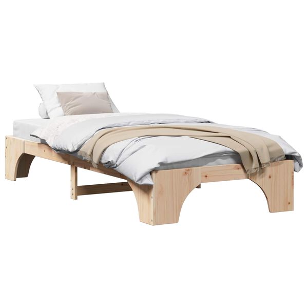 vidaXL Bed Frame Natural 90 x 190 cm Solid Pine Wood
