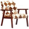 vidaXL Armchair | White and Brown | Goat Leather, Acacia Wood | Standard