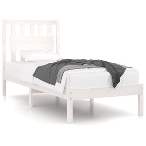 vidaXL Bed Frame without Mattress White Solid Wood Single
