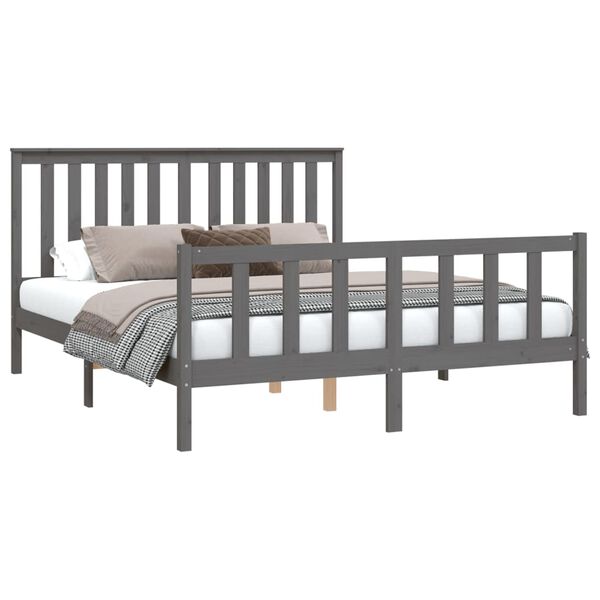 vidaXL Bed Frame without Mattress Grey 160x200 cm Solid Wood Pine