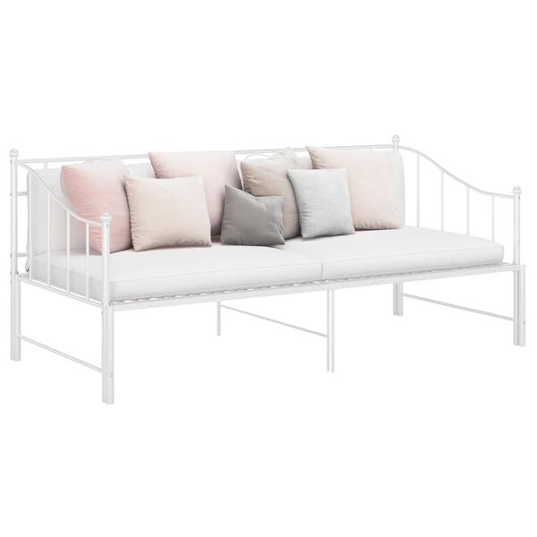 vidaXL Pull-out Sofa Bed Frame without Mattress White Metal 90x200 cm