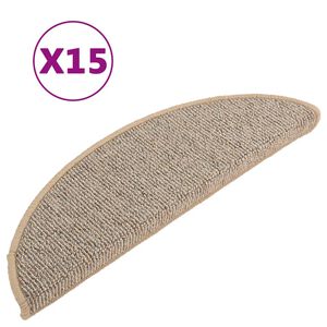 vidaXL Stair Mats 15 pcs 56x17x3 cm Brown Half Round
