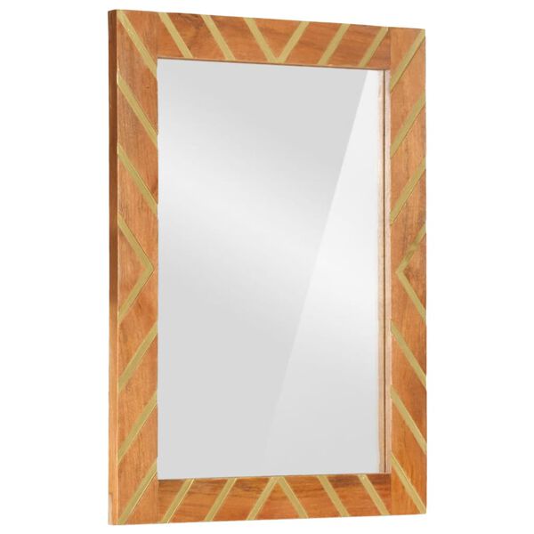 vidaXL Bathroom Mirror Brown 50x70x3 cm Solid Wood Mango and Glass
