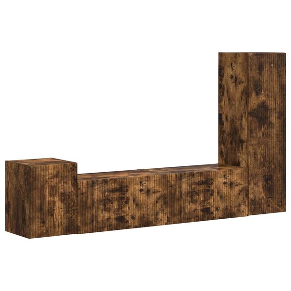 vidaXL TV Cabinet Set Wall-mounted 4 pcs Smoked Oak Engineered Wood