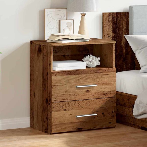 vidaXL Bedside Cabinet Old Wood 50x32x60cm Engineered Wood