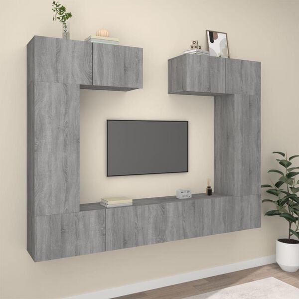 vidaXL 6 Piece TV Cabinet Set Grey Sonoma Engineered Wood